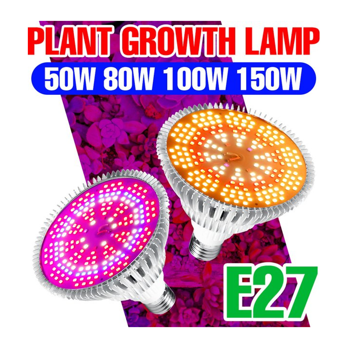 CanLing LED Pflanzenlampe E27 150W Vollspektrum Wachstumslicht für Indoor Hydrokultur, Blumen, Sämlinge und Gemüse aus Aluminium - Bild 1