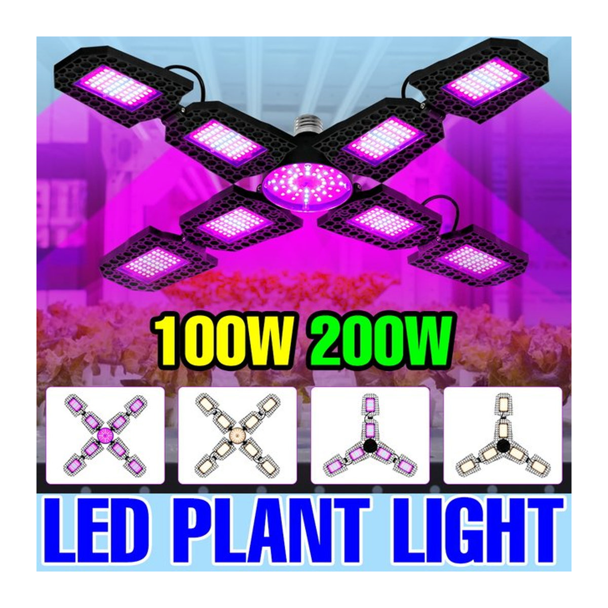 CanLing LED Pflanzenlampe E27 Vollspektrum Glühbirne für Indoor Hydrokultur und Gewächshaus mit 100W oder 200W - Bild 1