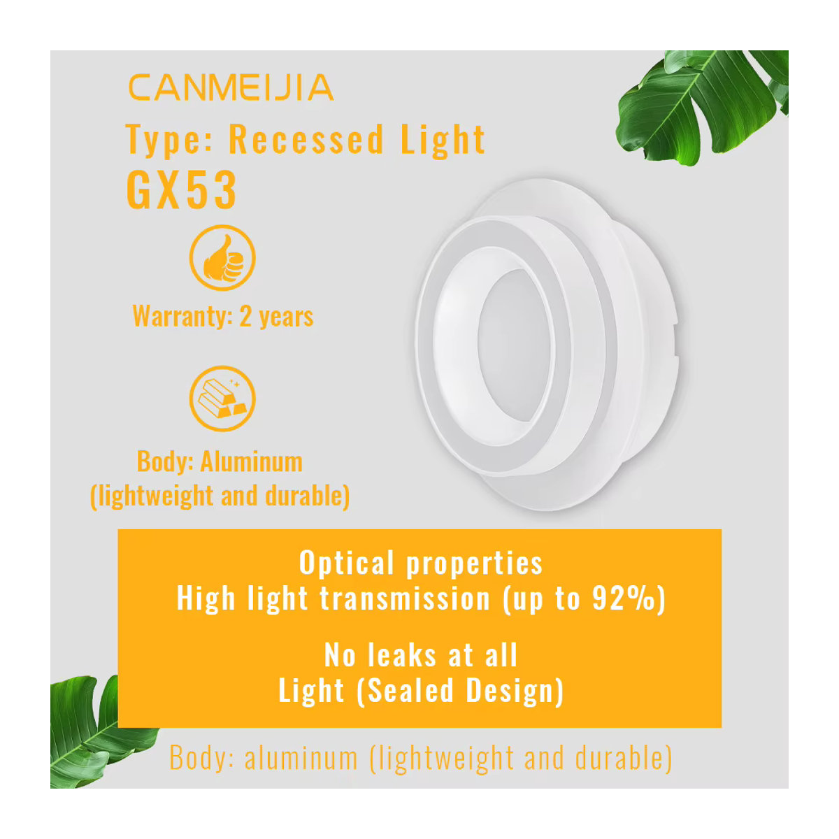 CANMEIJIA GX53 LED-Einbaustrahler aus Aluminium in Weiß für Zuhause und Büro - Bild 4
