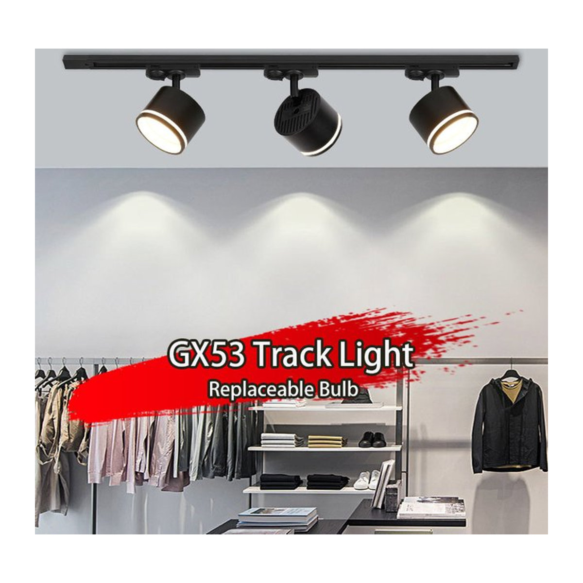 CANMEIJIA GX53 LED-Schienenstrahler Schwarz Modernes Schienensystem für Wohnzimmer und Küche - Bild 1