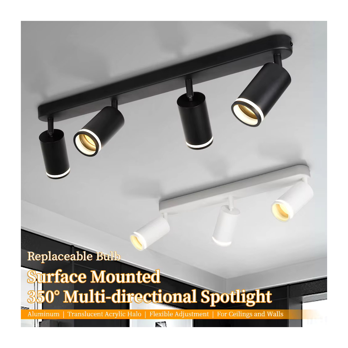 CANMEIJIA LED Deckenleuchte GU10 Strahler aus Aluminium in Schwarz, verstellbare Pendelleuchte für modernes Design in Wohnräumen oder Geschäften, Kaltweiß - Bild 2