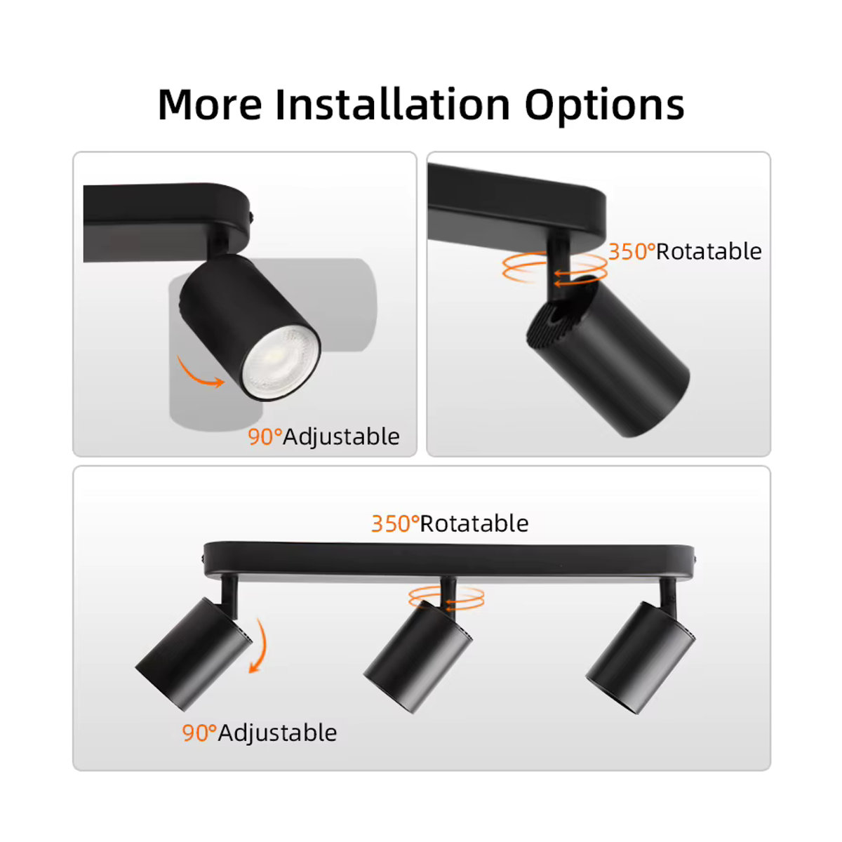 CANMEIJIA LED Deckenleuchte GU10 Strahler aus Aluminium in Schwarz, verstellbare Pendelleuchte für modernes Design in Wohnräumen oder Geschäften, Kaltweiß - Bild 3