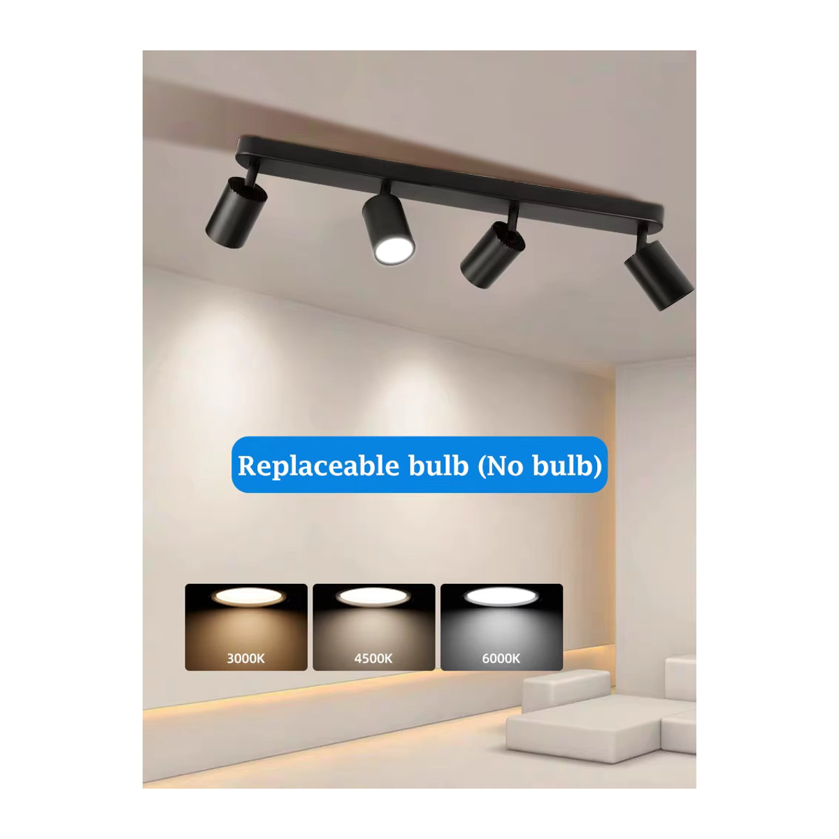 CANMEIJIA LED Deckenleuchte GU10 Strahler aus Aluminium in Schwarz, verstellbare Pendelleuchte für modernes Design in Wohnräumen oder Geschäften, Kaltweiß - Bild 6