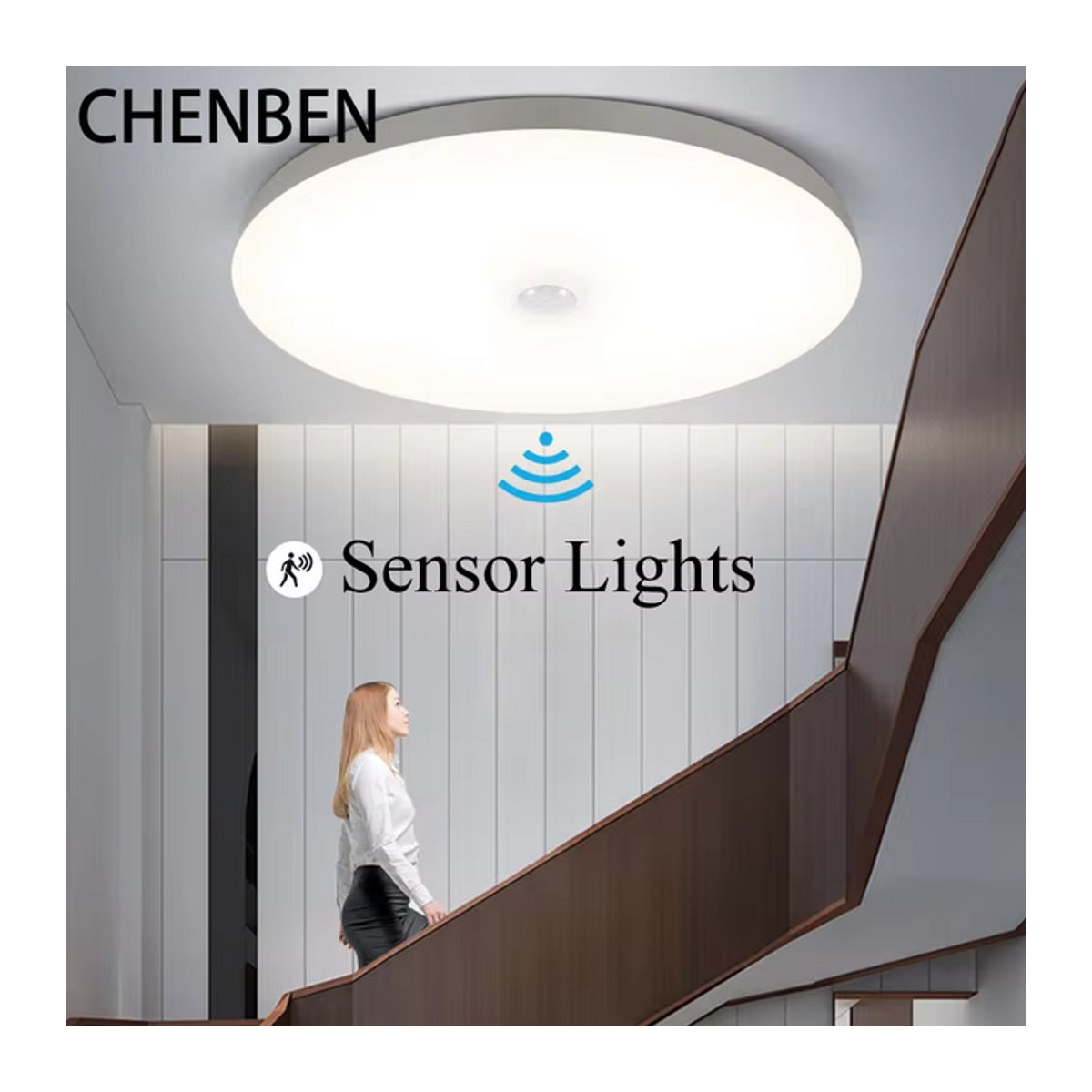 CANMEIJIA LED Deckenleuchte mit Bewegungssensor und Infrarot-Radar-Induktion, minimalistischer Kronleuchter in Weiß - Bild 1