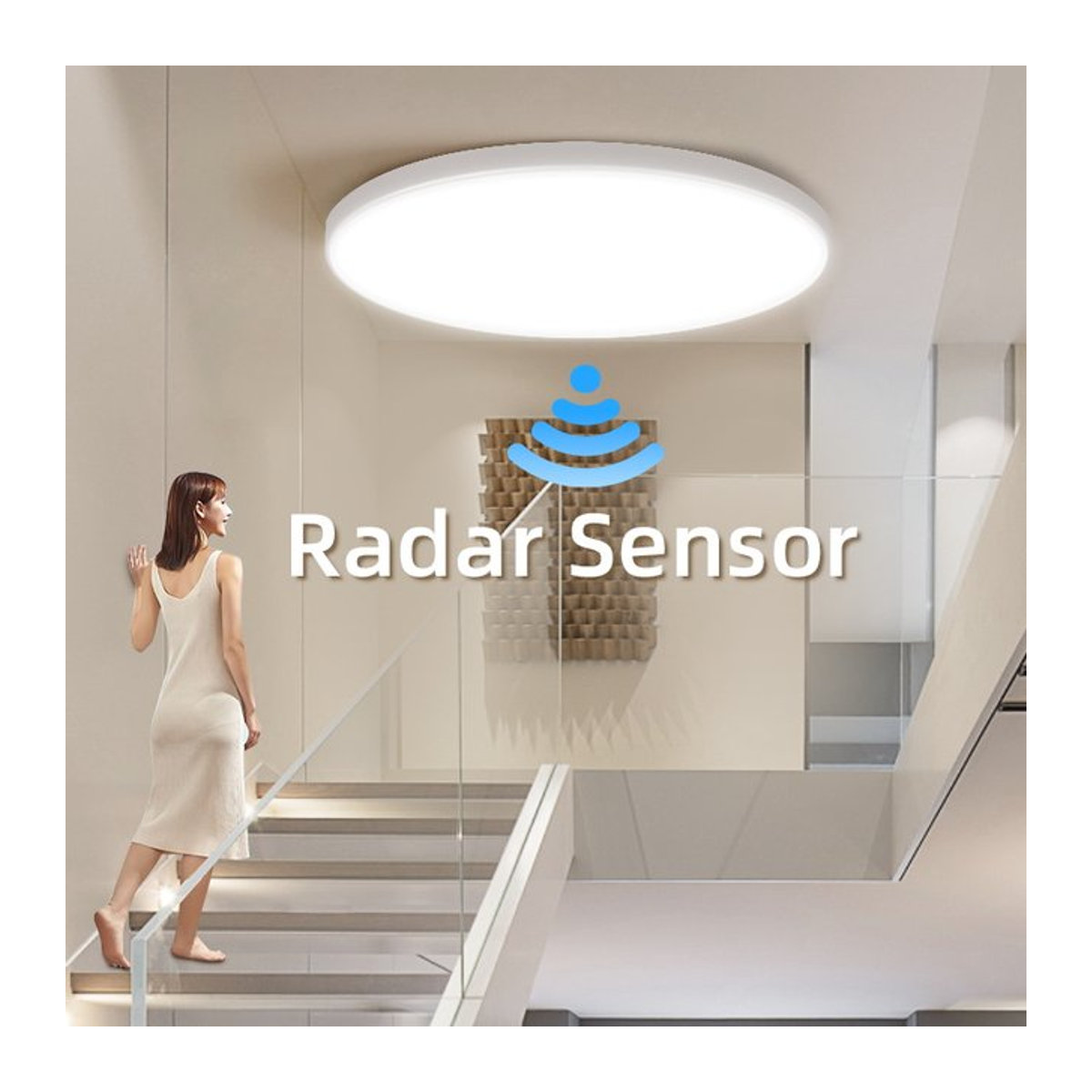 CANMEIJIA LED Deckenleuchte mit Radar-Sensor und Infrarot-Auto-Induktion für Garage, Veranda und Außenbereiche in minimalistischem Design - Bild 1