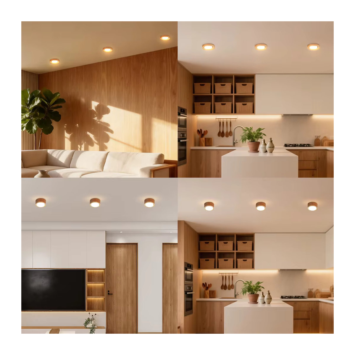 CANMEIJIA LED-Deckenstrahler aus massivem Holz in Natur im skandinavischen Design mit GX53-Einbaustrahlern - Bild 5