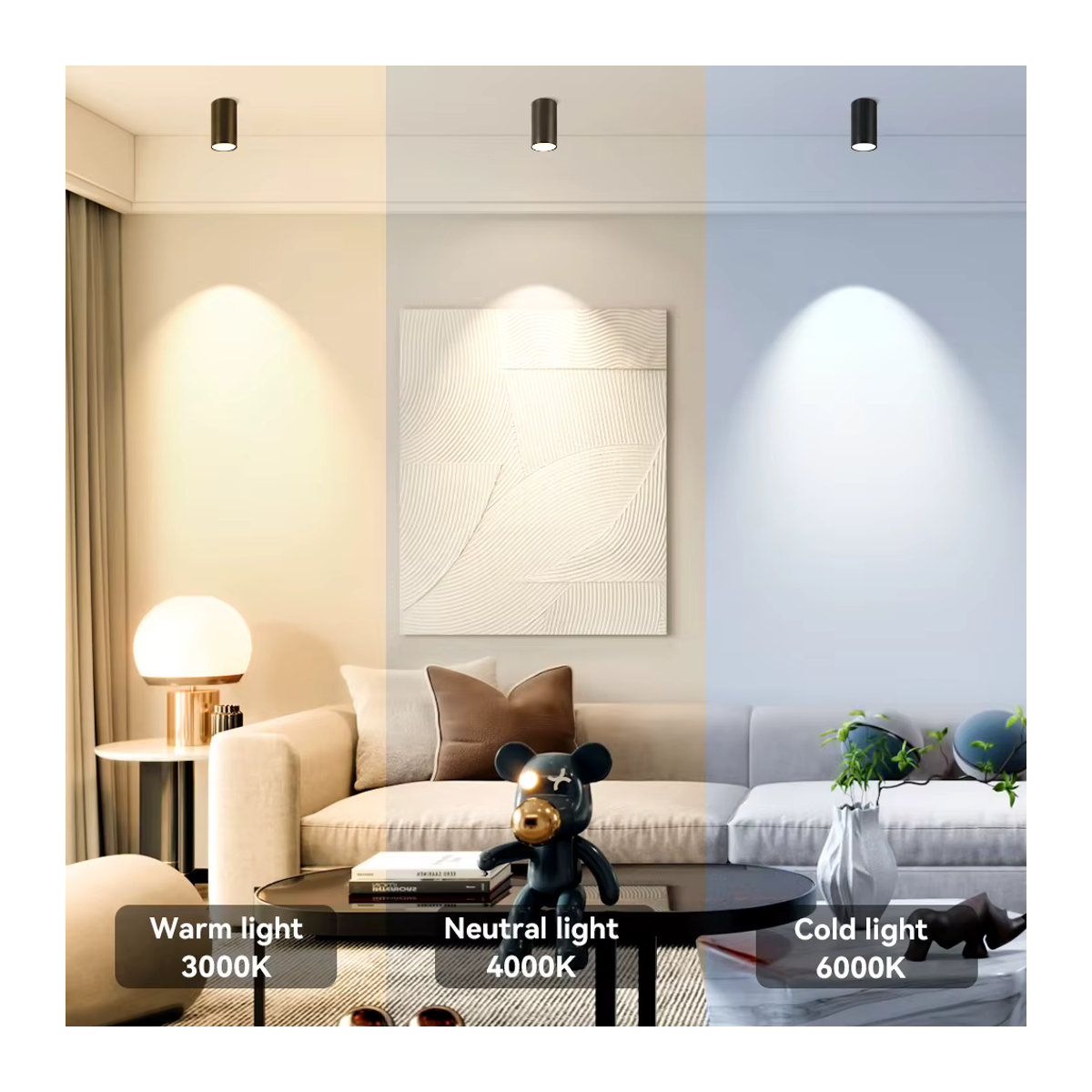 CANMEIJIA LED-Downlight GU10 Deckenspot aus Aluminium in Schwarz für Aufbaumontage - Bild 3