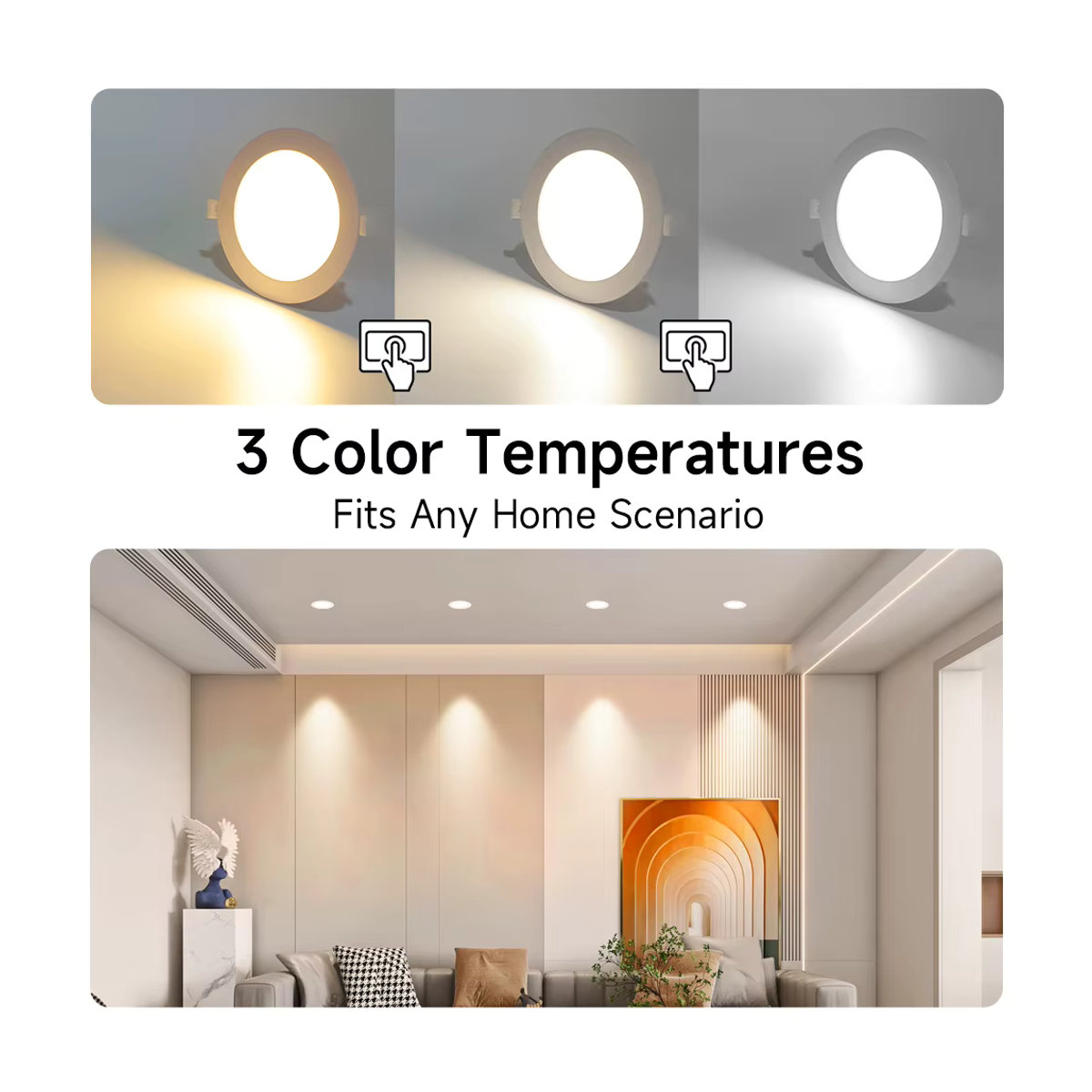 CANMEIJIA LED-Einbauleuchte minimalistisch, ultradünne Deckenleuchte als dreifarbiger LED-Deckenspot für Wohnzimmer und Flur - Bild 3