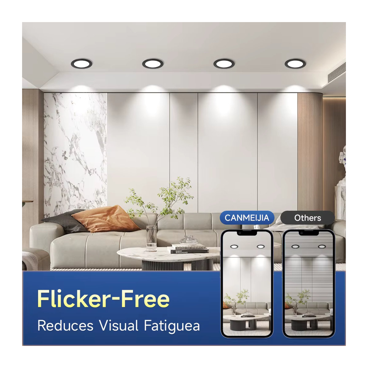 CANMEIJIA LED-Einbauleuchte minimalistisch, ultradünne Deckenleuchte als dreifarbiger LED-Deckenspot für Wohnzimmer und Flur - Bild 4