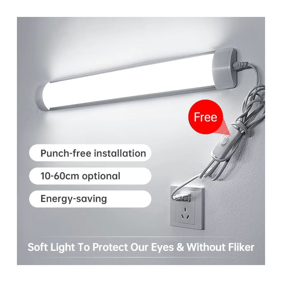 CANMEIJIA LED Rohr Licht Minimalistisch für Wand und Decke, Innenbeleuchtung für Küche und Schlafzimmer, 10W oder 20W, Länge: 30 cm oder 50 cm - Bild 2