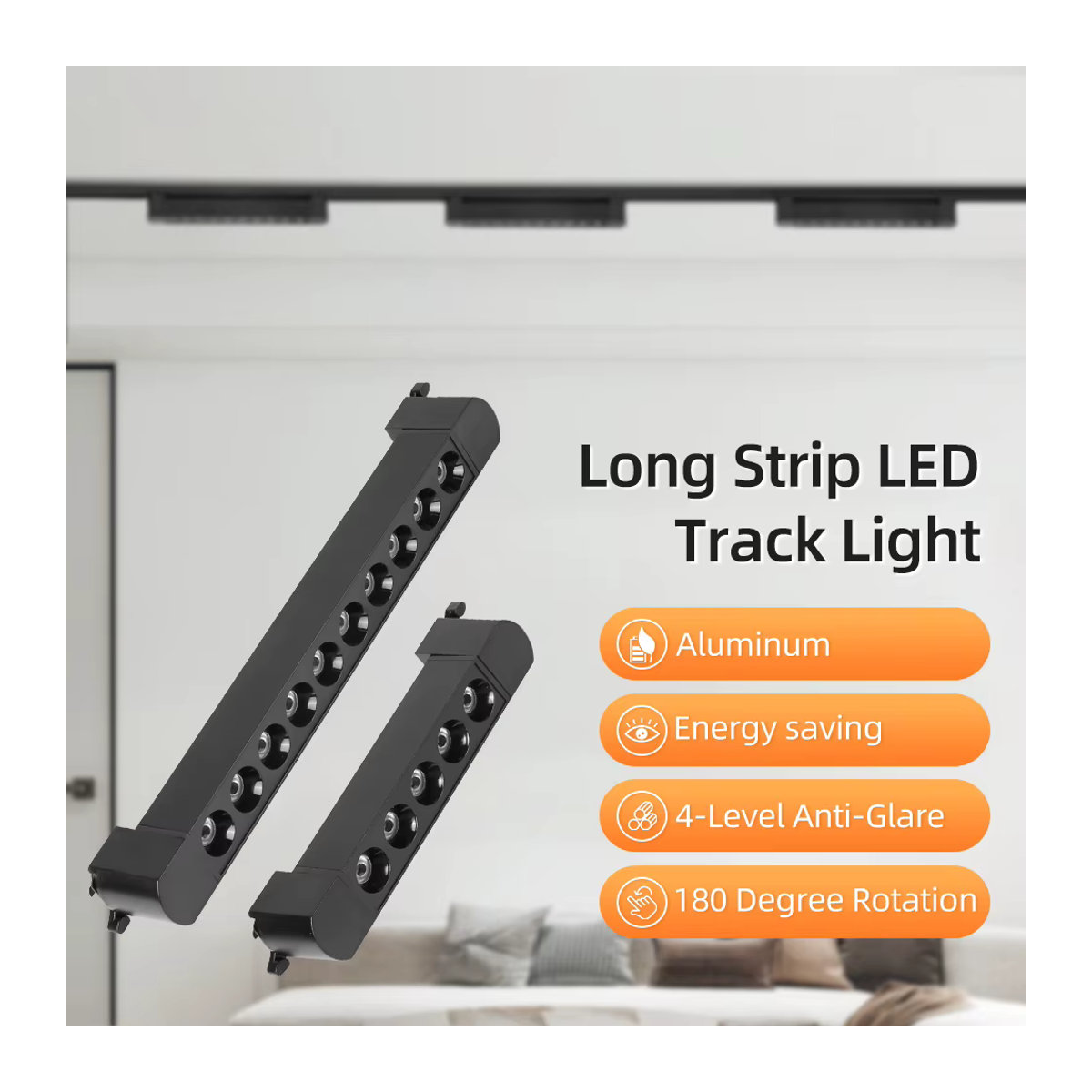 CANMEIJIA LED Schienensystem Set in Schwarz aus Aluminium mit 20 W Strahler für moderne Innenbeleuchtung - Bild 2