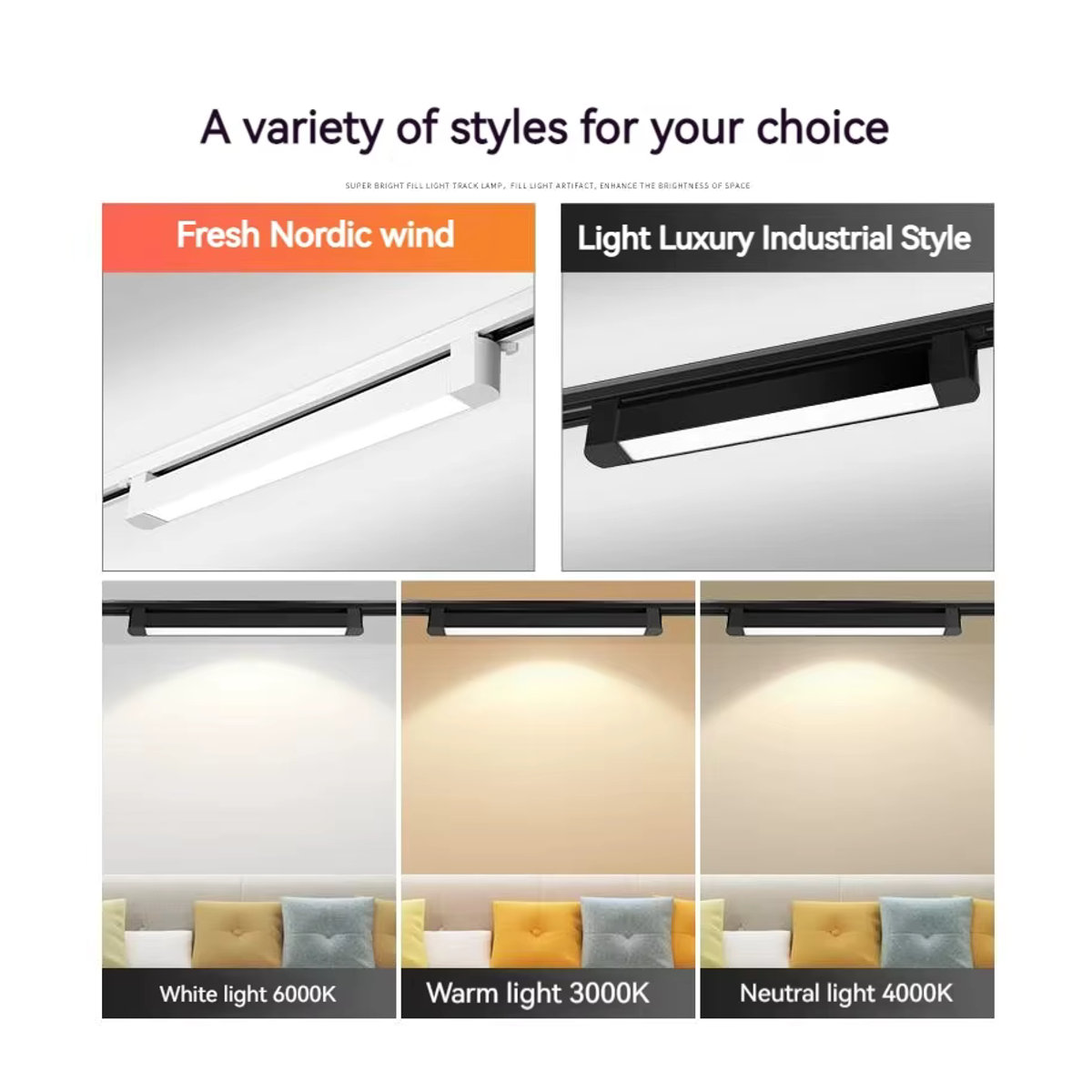 CANMEIJIA LED Schienensystem Set in Schwarz aus Aluminium mit 20 W Strahler für moderne Innenbeleuchtung - Bild 4