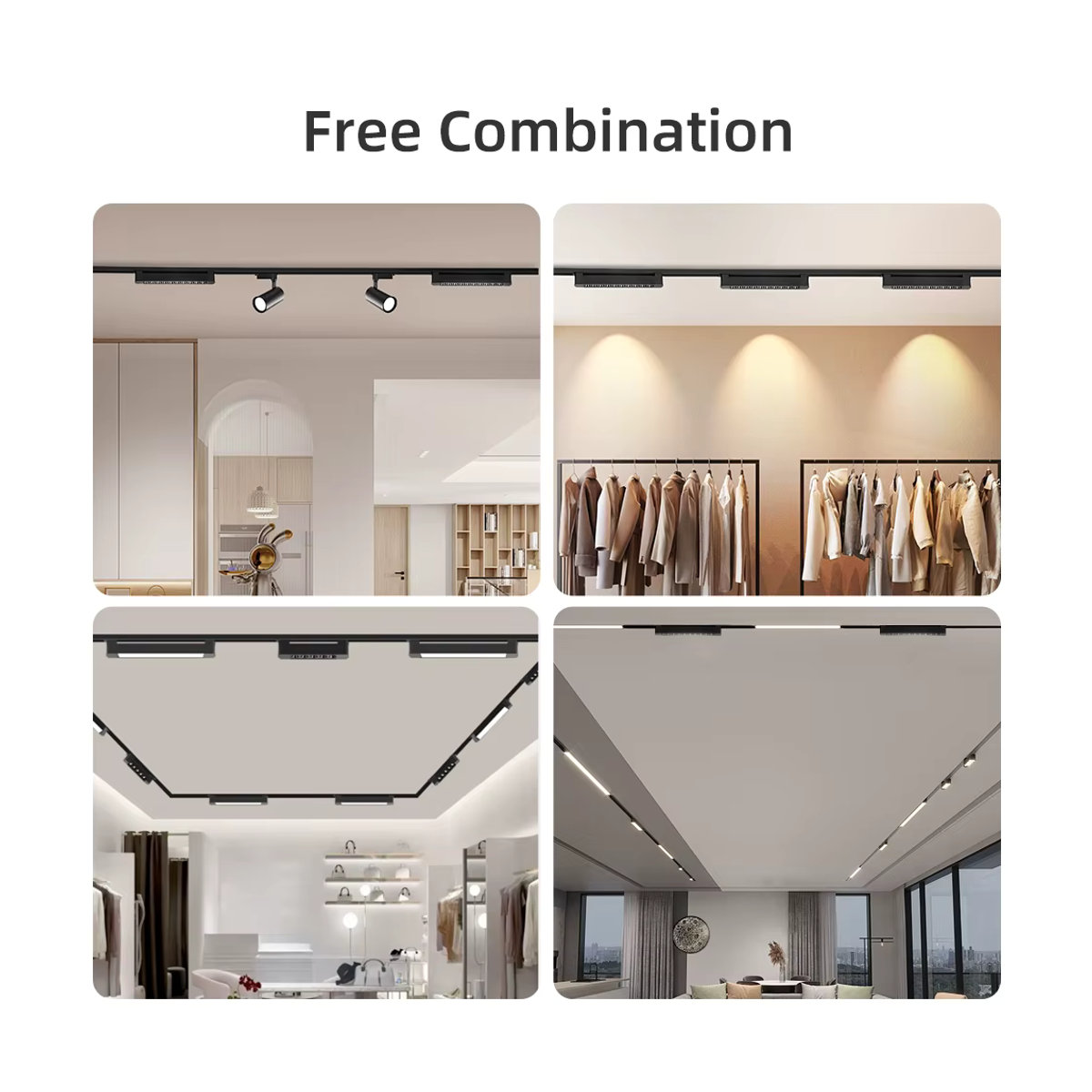 CANMEIJIA LED Schienensystem Set in Schwarz aus Aluminium mit 20 W Strahler für moderne Innenbeleuchtung - Bild 6