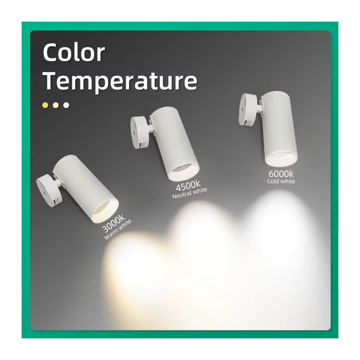 CANMEIJIA LED Strahler Aufputz Weiß Minimalistisches Dreifarbiges Downlight für Wohnzimmer Schlafzimmer und Küche - Bild 3