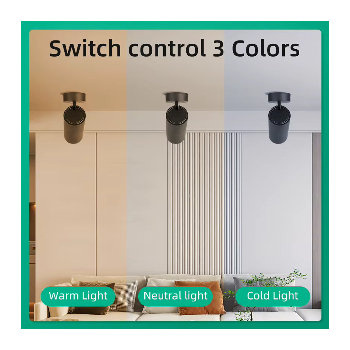 CANMEIJIA LED Strahler Aufputz Weiß Minimalistisches Dreifarbiges Downlight für Wohnzimmer Schlafzimmer und Küche - Bild 5