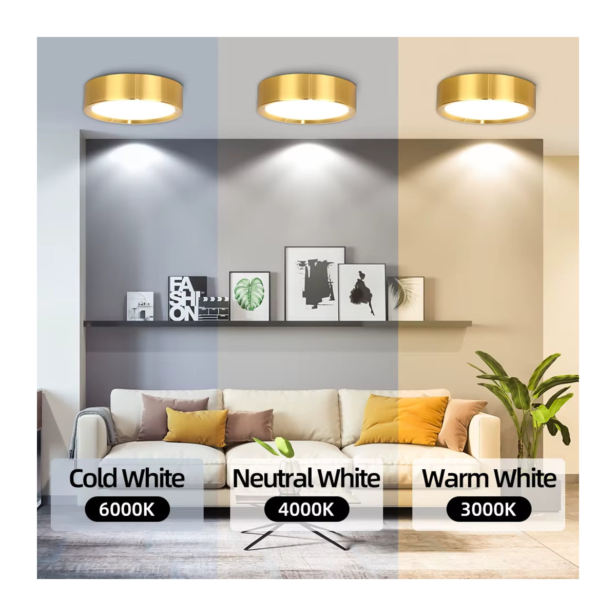 CANMEIJIA LED Strahler Modern Tricolor Deckenlampe in Weiß für Küche und Eingangsbereich 15/25 W - Bild 4