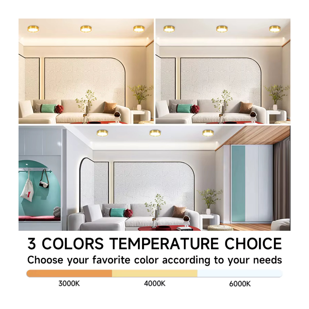 CANMEIJIA LED Strahler Modern Tricolor Deckenlampe in Weiß für Küche und Eingangsbereich 15/25 W - Bild 6