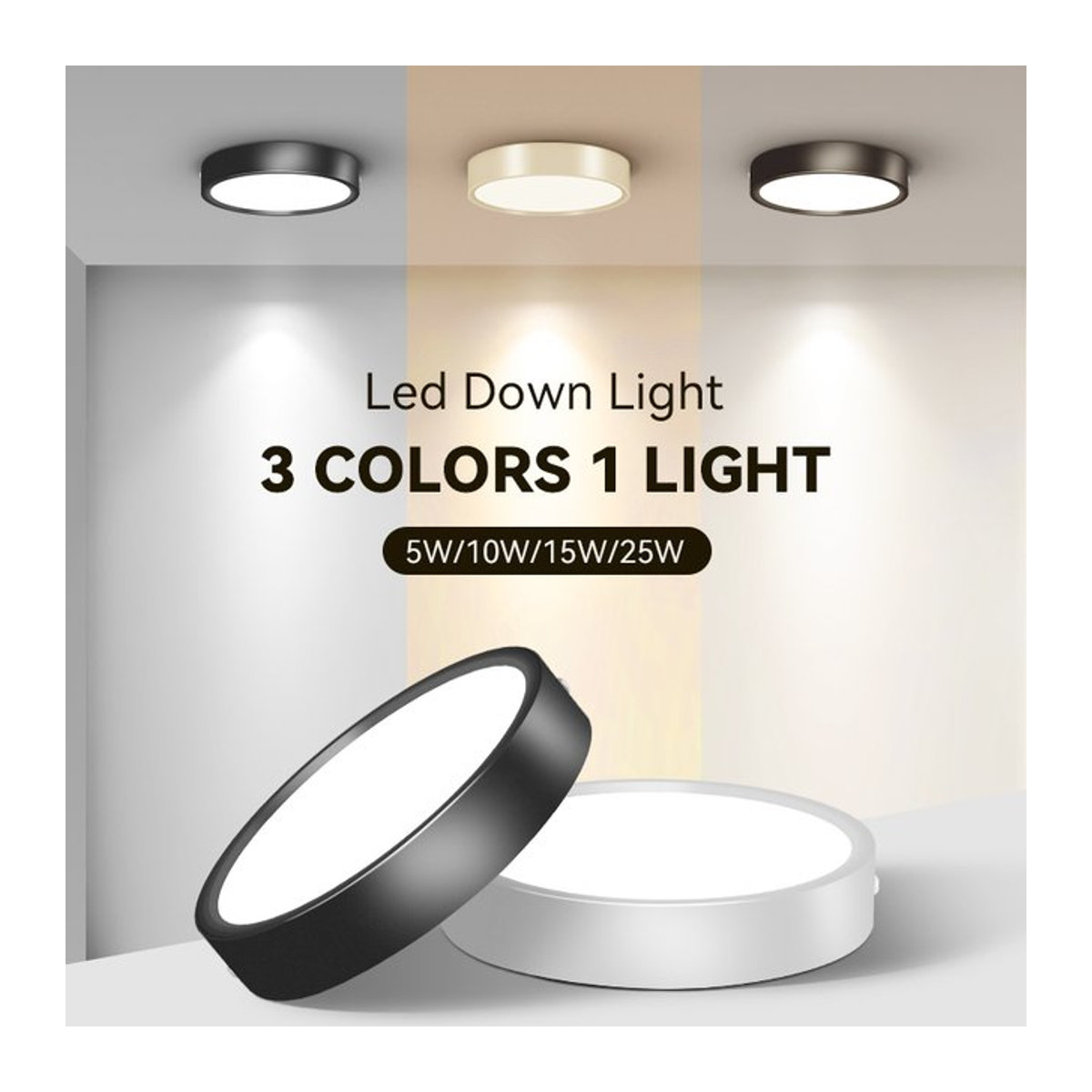 CANMEIJIA Mini LED Deckenlampe Schwarz Minimalistisch 25W Panel Leuchte für Wohnzimmer Küche und Schlafzimmer - Bild 1