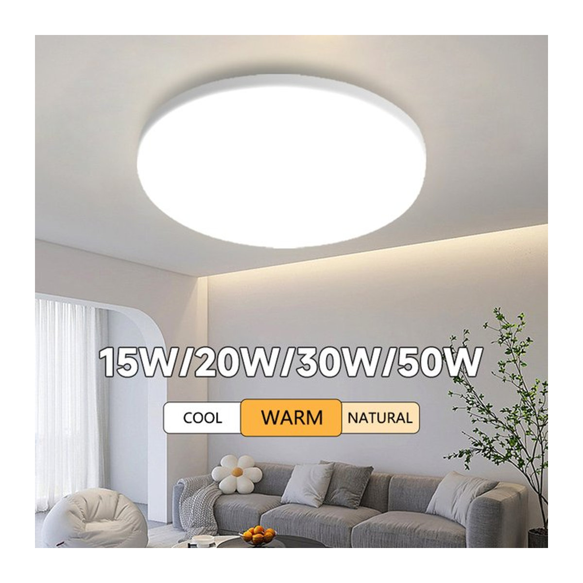 CANMEIJIA Moderne LED Deckenlampe Rund in Weiß 50W - Bild 1