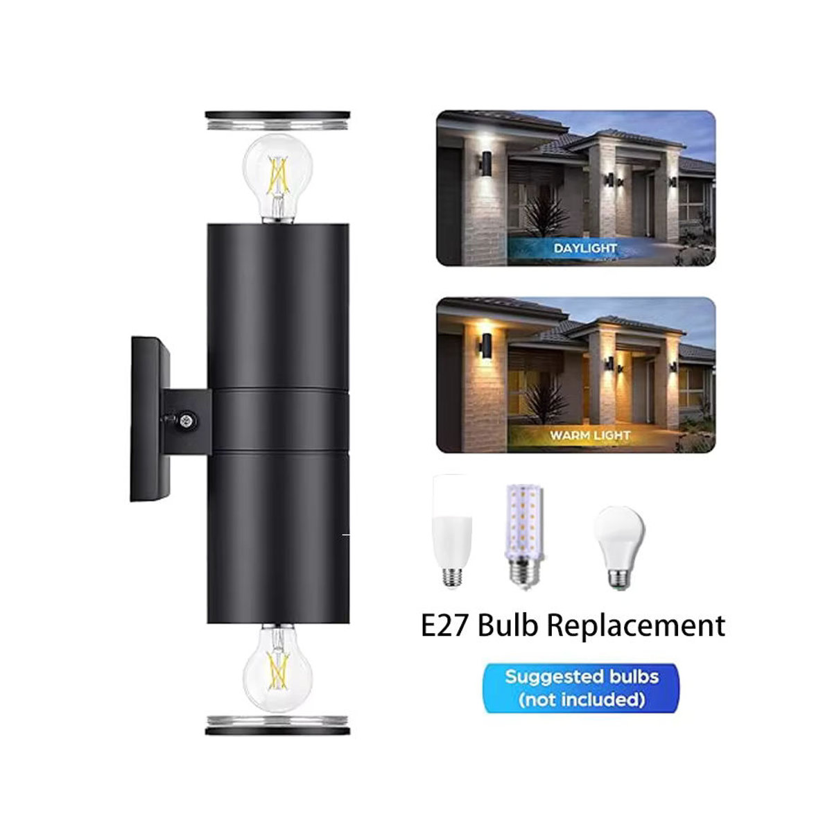 CANMEIJIA Moderne LED Wandleuchte für Innen und Außen mit E27 Fassung, Wasserdicht für Korridor, Schlafzimmer und Veranda - Bild 2