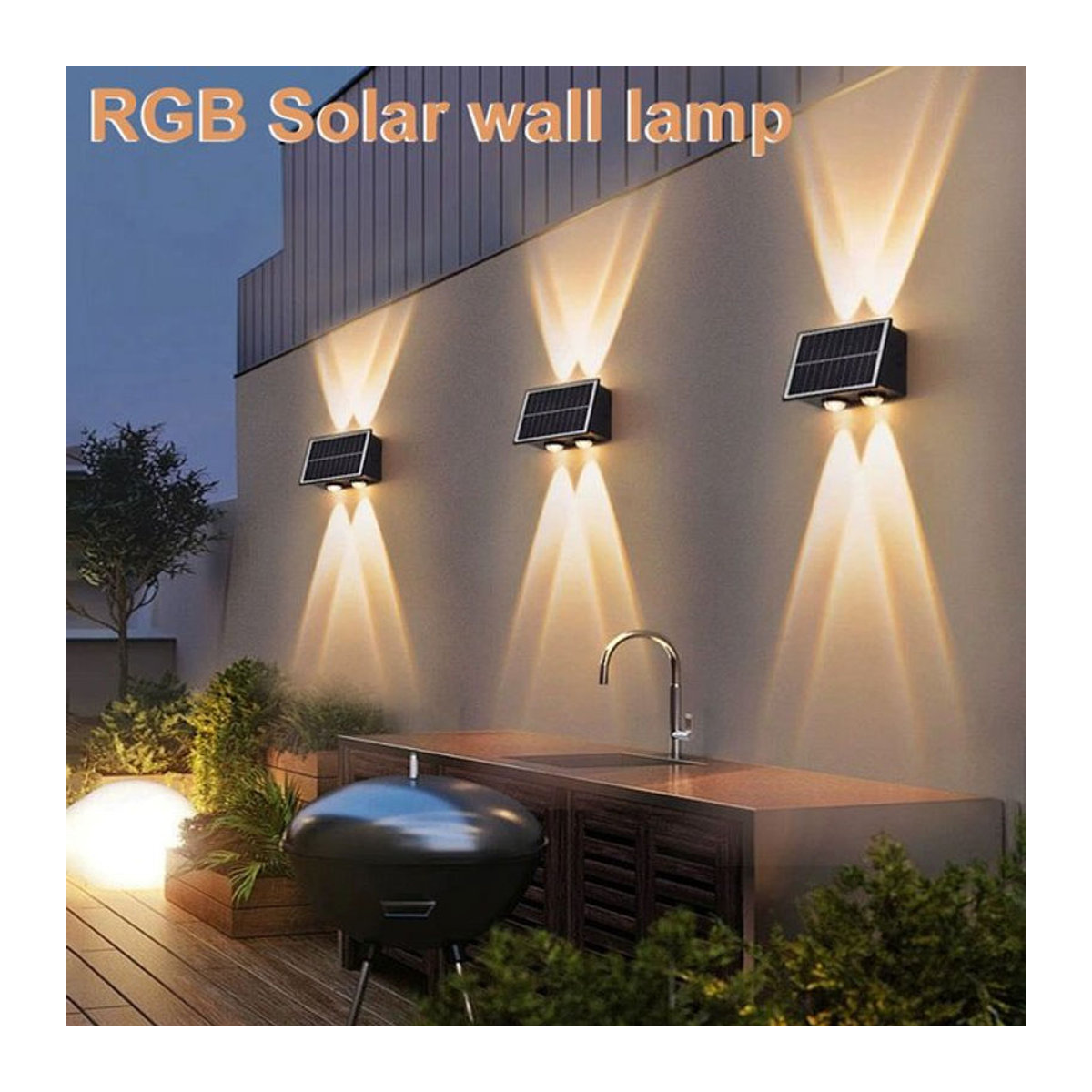 CANMEIJIA RGB Solar LED Wandleuchte Modern Outdoor Wasserdicht in Schwarz und Bunt - Bild 1