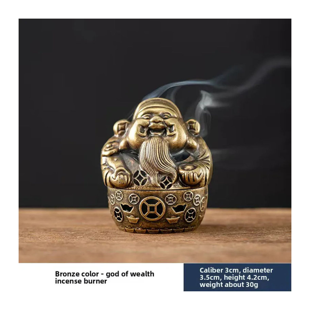 CANYAN Weihrauchbrenner Gott of Wealth in Gold aus Holz und Metall für Aromatherapie und Teezeremonien - Bild 4