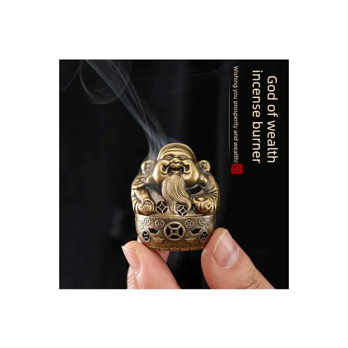CANYAN Weihrauchbrenner Gott of Wealth in Gold aus Holz und Metall für Aromatherapie und Teezeremonien - Bild 5