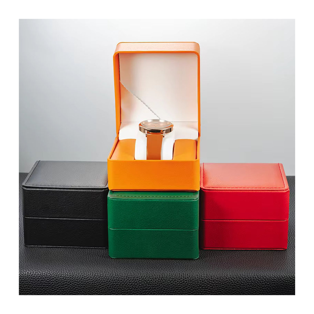 CAOWTAN Uhrenbox aus PU-Leder für eine Armbanduhr, Reise-Organizer und Vitrine für Männer, grün/mehrfarbig - Bild 2