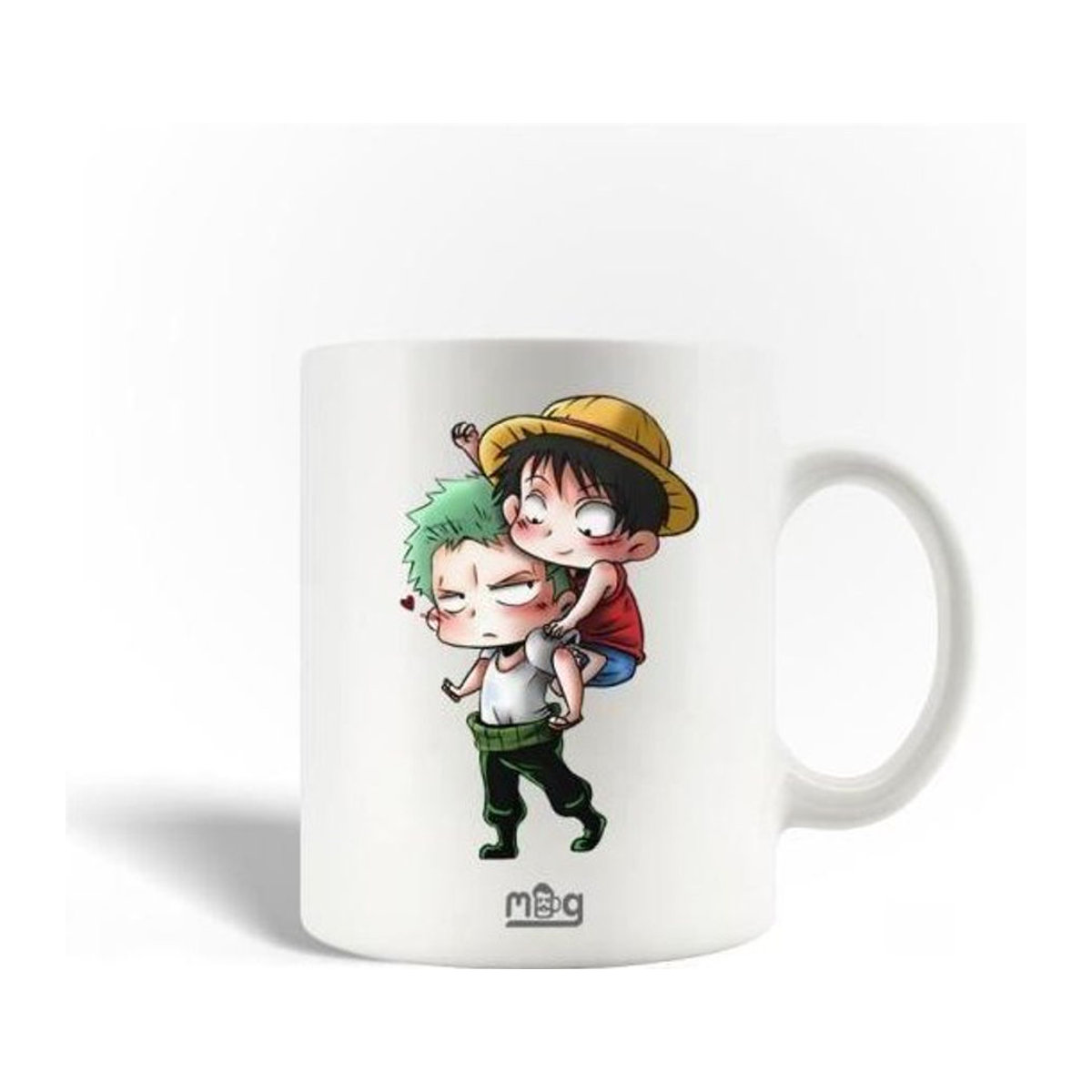CAPACHEAP Keramiktasse mit One Piece Luffy und Zoro Anime Fanart in Weiß - Bild 1