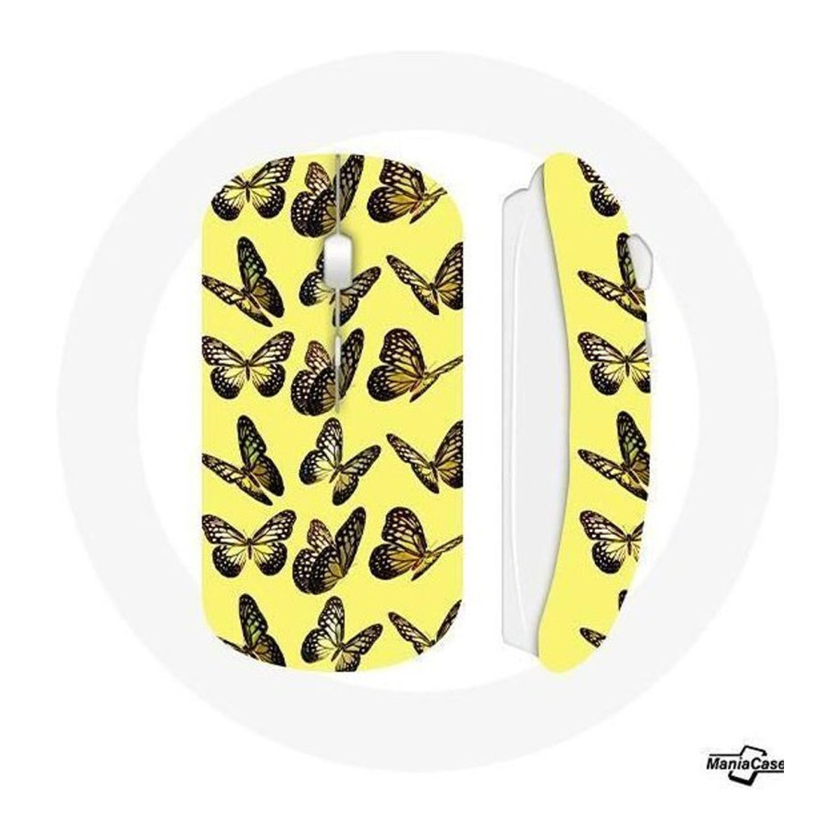 CAPACHEAP Schmetterlings Mauspad mit floralem Design in Gelb aus Kunststoff - Bild 1