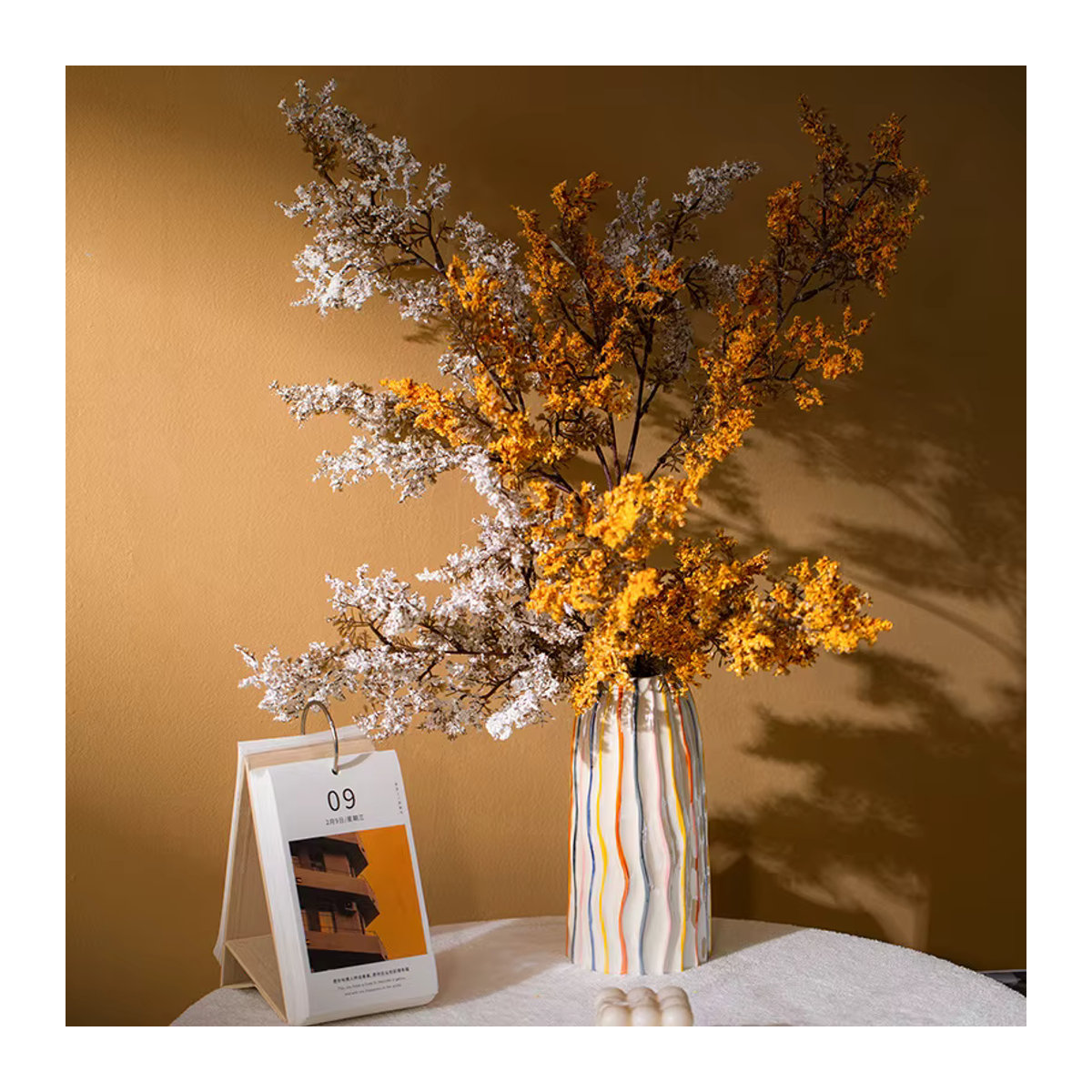 CAPIRON Keramikvase mit bunten Streifen in zylindrischer Form, moderne Dekovase für Schnittblumen und Topfpflanzen, mehrfarbig - Bild 3
