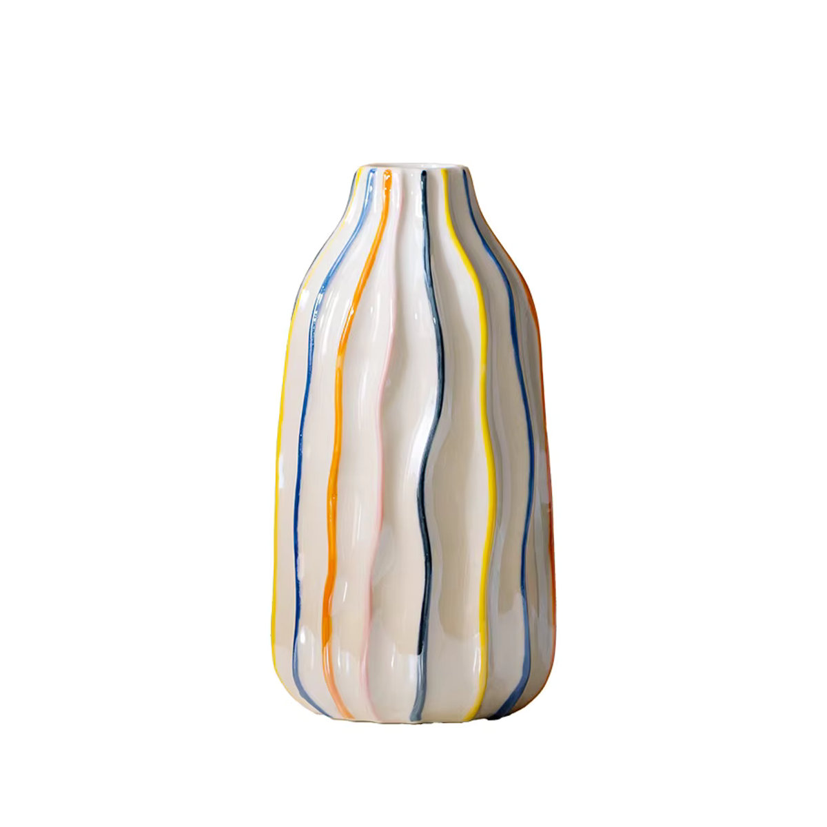 CAPIRON Keramikvase mit bunten Streifen in zylindrischer Form, moderne Dekovase für Schnittblumen und Topfpflanzen, mehrfarbig - Bild 5