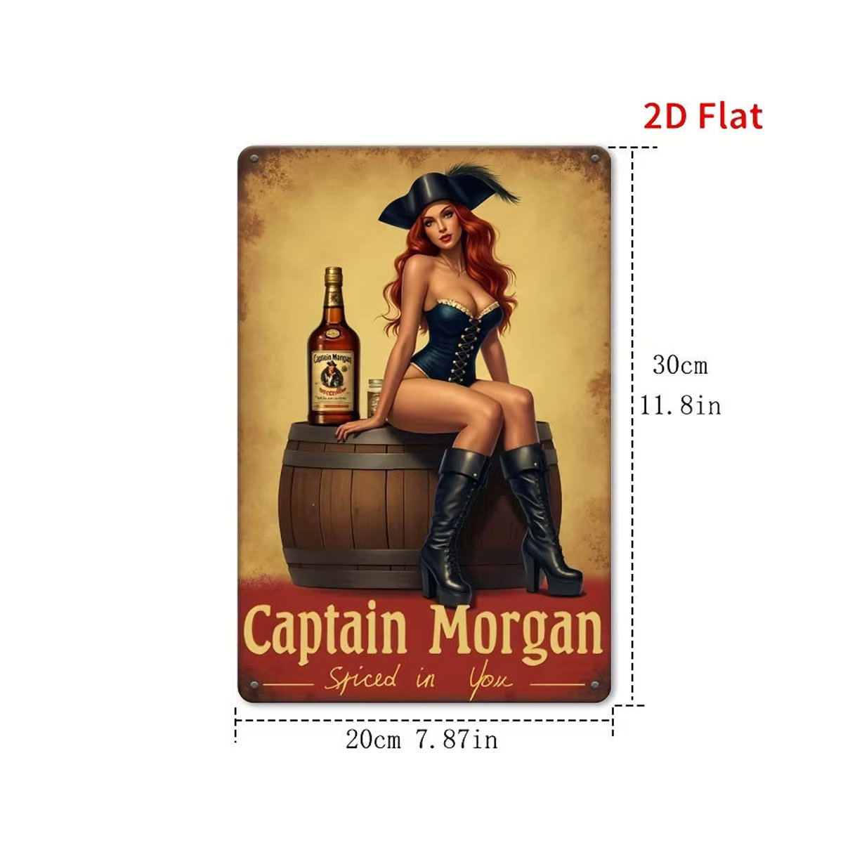 Captain Morgan Spiced in You Metallwandkunst im Querformat mit Vintage-Barszene, mehrfarbig, Breite: 76,2 cm, Höhe: 50,8 cm - Bild 2