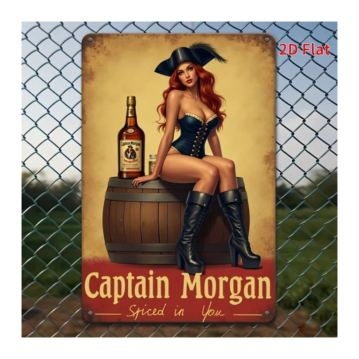 Captain Morgan Spiced in You Metallwandkunst im Querformat mit Vintage-Barszene, mehrfarbig, Breite: 76,2 cm, Höhe: 50,8 cm - Bild 4