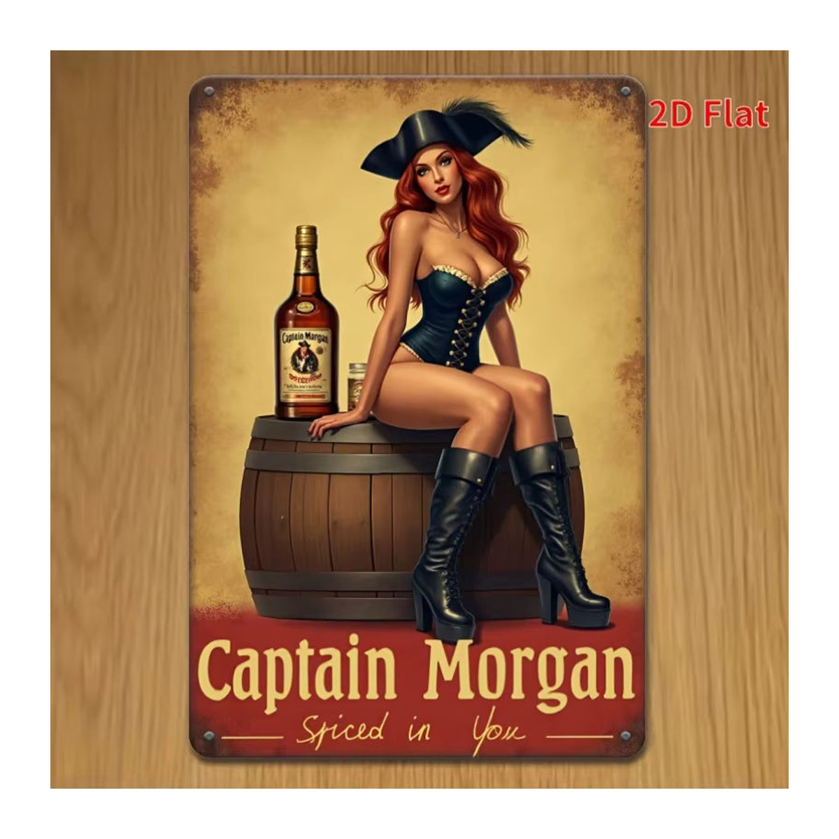 Captain Morgan Spiced in You Metallwandkunst im Querformat mit Vintage-Barszene, mehrfarbig, Breite: 76,2 cm, Höhe: 50,8 cm - Bild 5