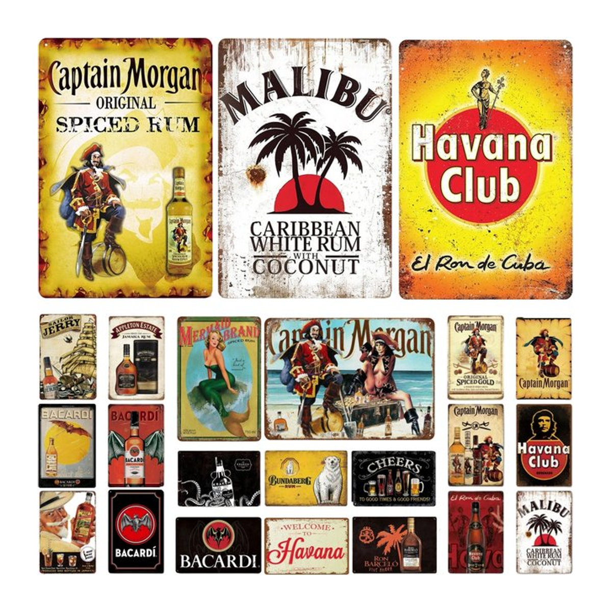 Captain Morgan Vintage Metallschild Retro Blechschild als Wanddeko für Bar und Pub, mehrfarbig, B/H: 30 x 20 cm - Bild 1