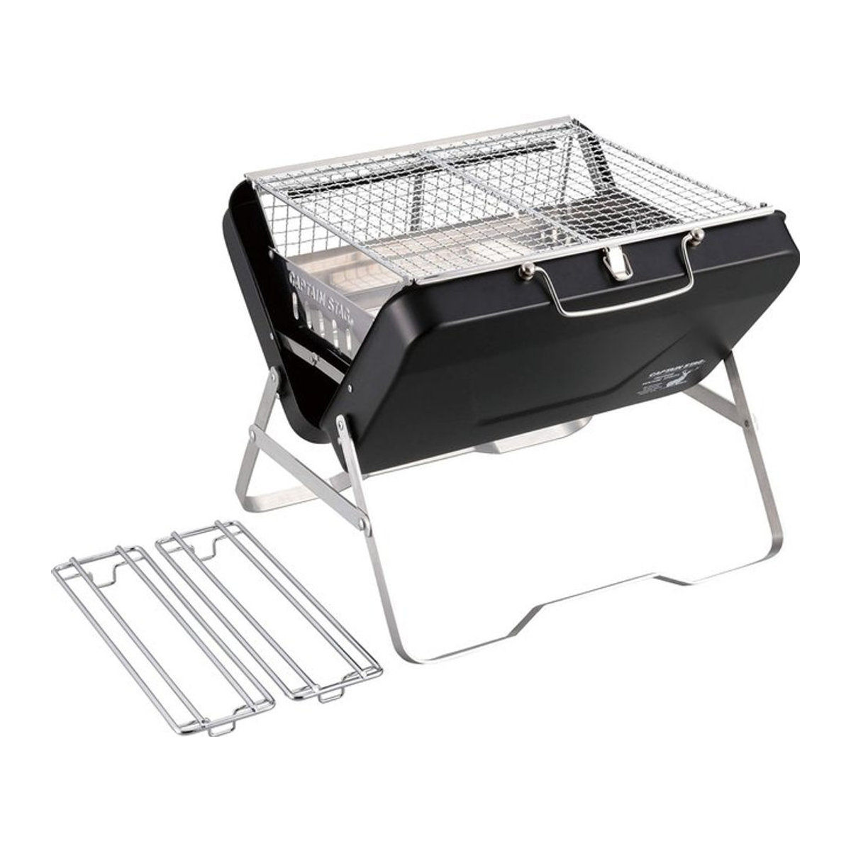 Captain Stag 4-in-1 Tischgrill mit Feuerstelle und 2 CS Black Label UG-77 Kochern, Schwarz, B: 39,5 cm, T: 36 cm, H: 34 cm - Bild 1