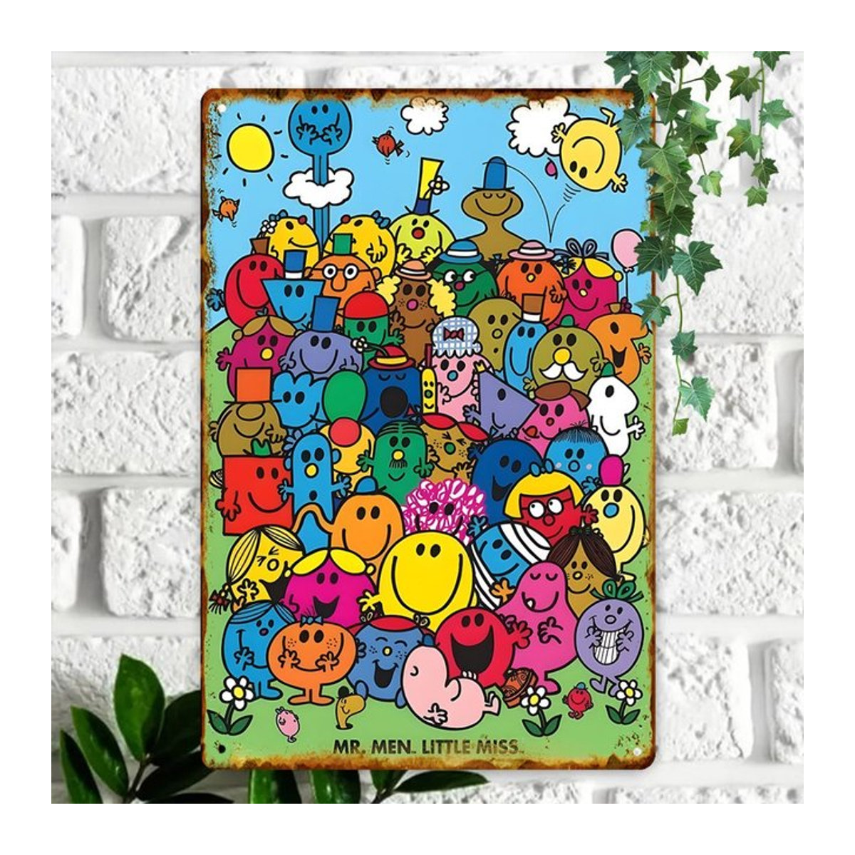CARTDECORZ Mr. Men Little Miss Vintage Blechschild aus Metall, mehrfarbig, Rechteckig, Hochformat, B: 20 cm, H: 30 cm - Bild 1