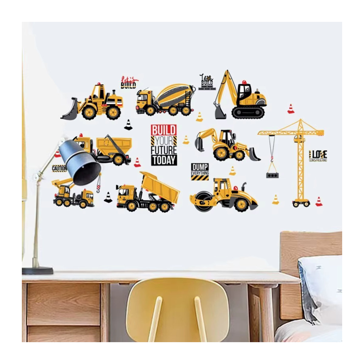 Cartoon Bagger Wandtattoo für das Kinderzimmer von Jungen in Gelb - Bild 2