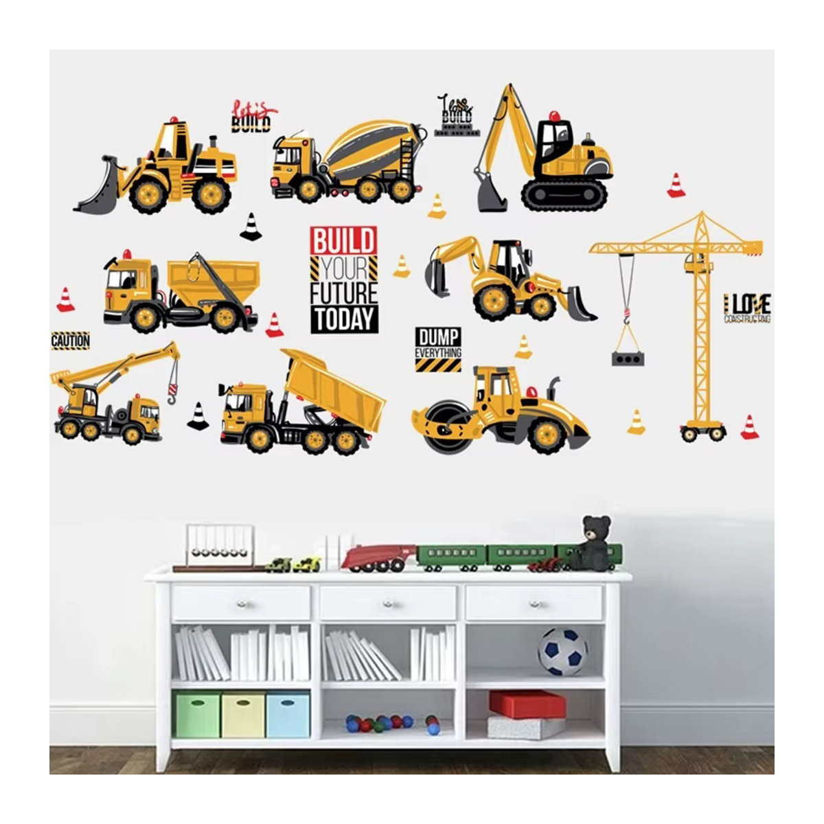 Cartoon Bagger Wandtattoo für das Kinderzimmer von Jungen in Gelb - Bild 5