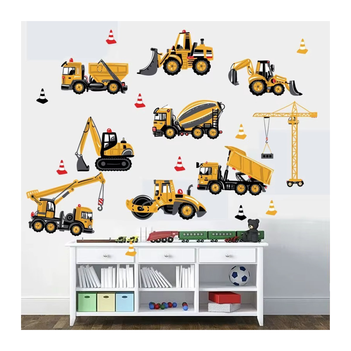 Cartoon Bagger Wandtattoo für das Kinderzimmer von Jungen in Gelb - Bild 6