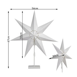 Casaria LED Papierstern Weiß mit Ständer für Weihnachten und Advent, Geometrisches Ornament Dekoration