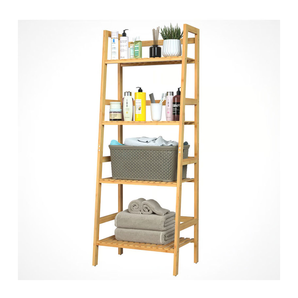Casaria® Leiterregal aus Bambus in Braun, Skandinavisch, H x B x T: 123 x 48 x 32 cm - Bild 4