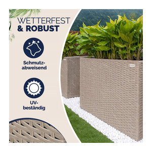 CASARIA Polyrattan Blumenkasten in Beige, B/T/H: 95 x 27 x 60 cm