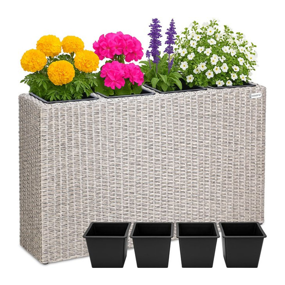 CASARIA Polyrattan Blumenkasten in Beige, B/T/H: 95 x 27 x 60 cm - Bild 2