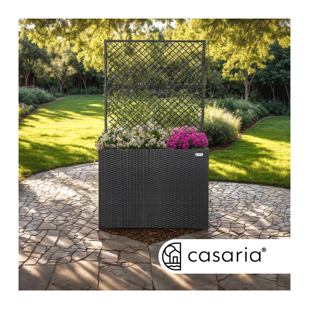 Casaria Polyrattan Blumenkasten mit Rankgitter in Schwarz - Bild 5