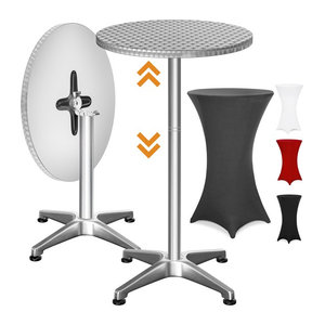 CASARIA® Stehtisch Silber mit Husse Anthrazit, Modernes Design aus Aluminium und Kunststoff, B: 115 cm, T: 60 cm, H: 60 cm, Husse Ø: 60 cm