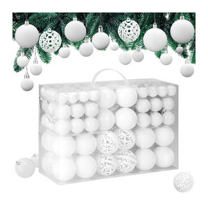 CASARIA® Weihnachtskugeln in Weiß, 100-teiliges Set aus Kunststoff als Hängeornament für die Weihnachtsdekoration