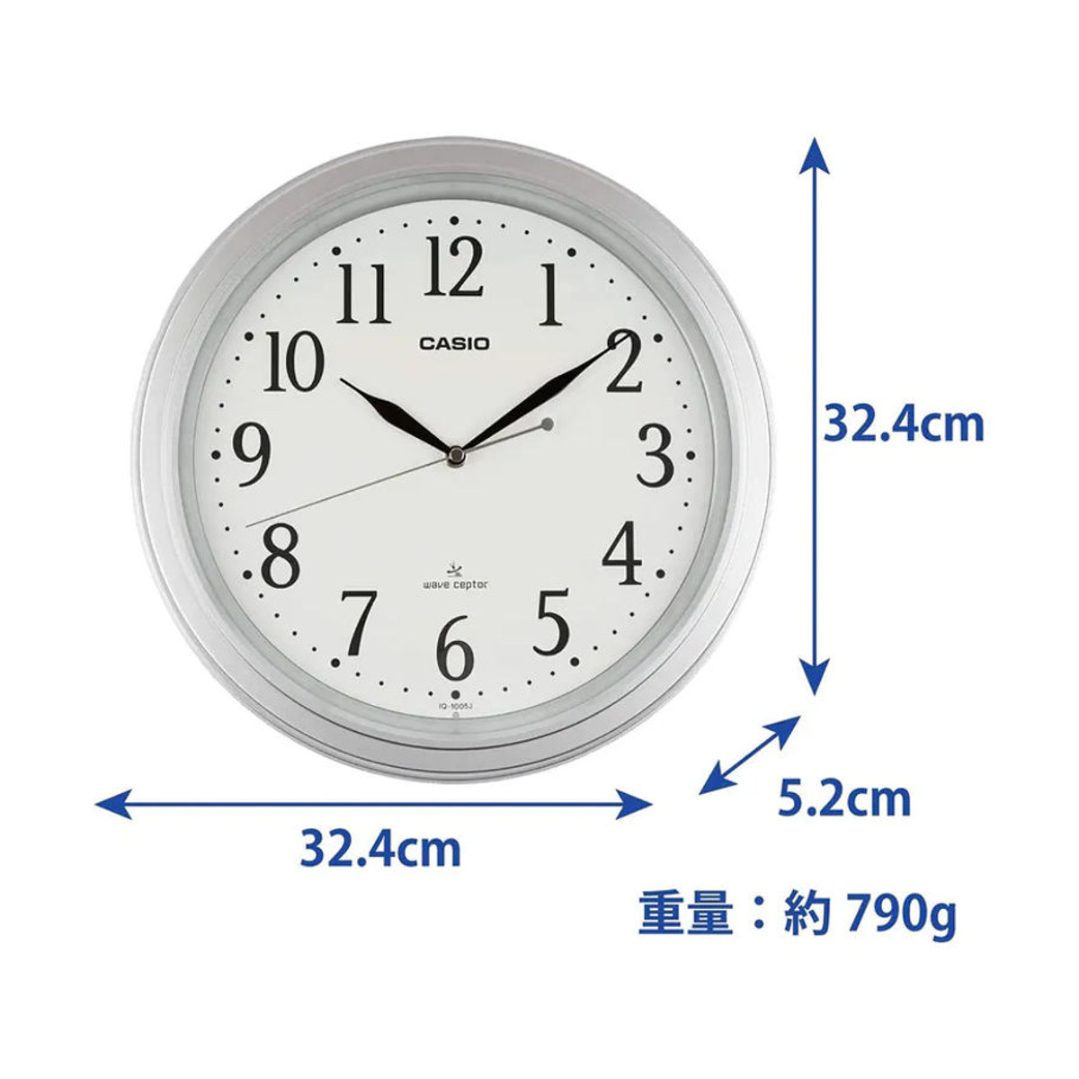 CASIO Wanduhr Analog Funkuhr Silber Grau Weiß IQ-1005J-8JF Durchmesser: 32,4 cm - Bild 6