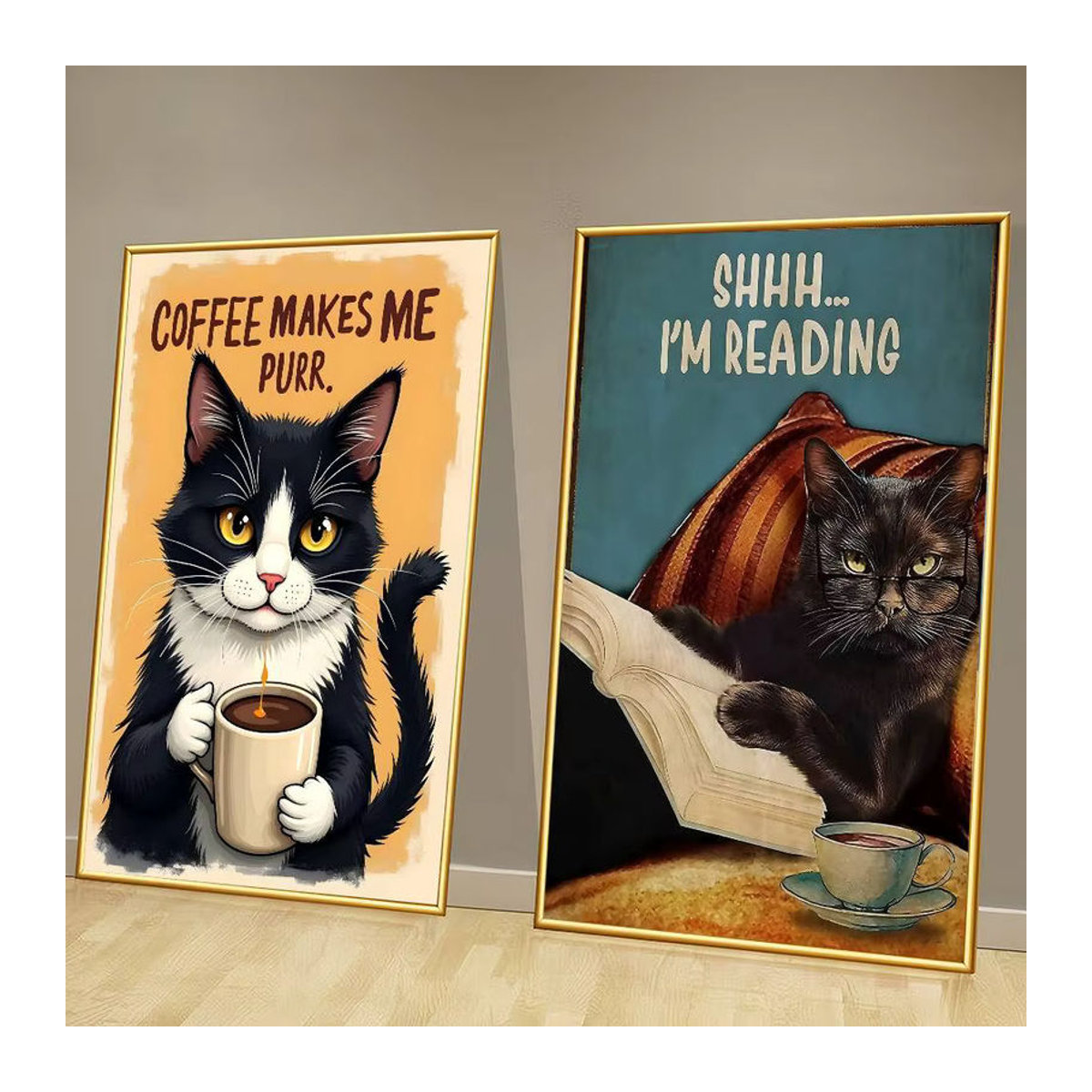 CAT ART Vintage Filmplakat Wanddeko aus Papier in Mehrfarbig - Bild 1